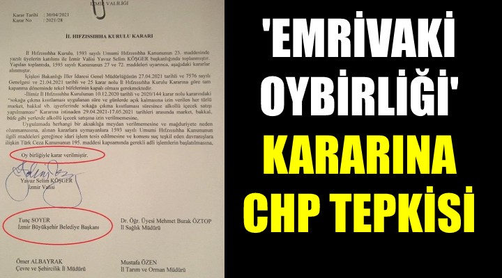  Emrivaki oybirliği  kararına CHP tepkisi!