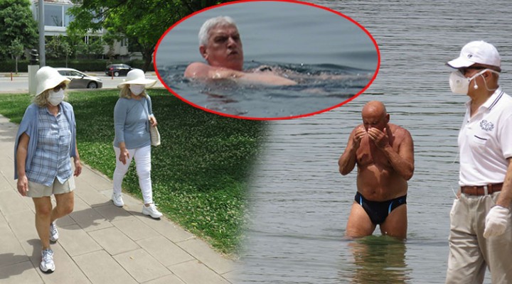 65 yaş üstü denize girdi, yürüyüş yaptı