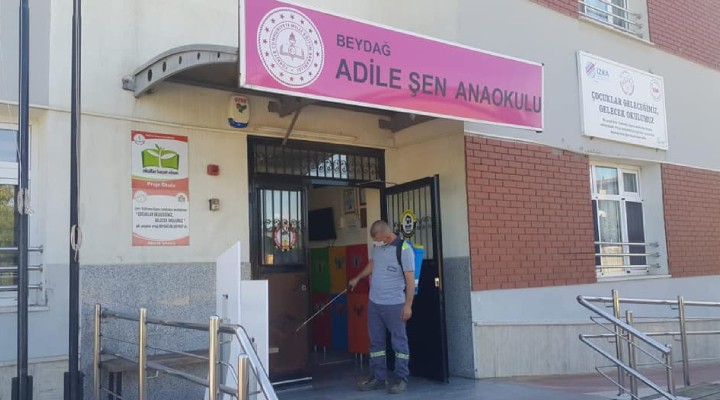 Beydağ da okullar dezenfekte edildi