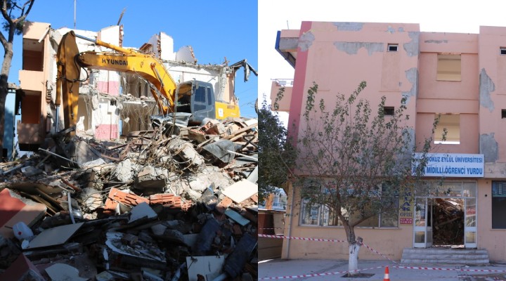 Foça Bağarası eski belediye binası yıkıldı