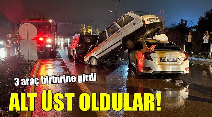 İzmir de 3 otomobil kazaya karıştı; 1 yaralı