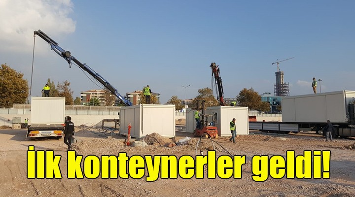 İzmir de geçici barınma merkezine ilk konteynerler geldi