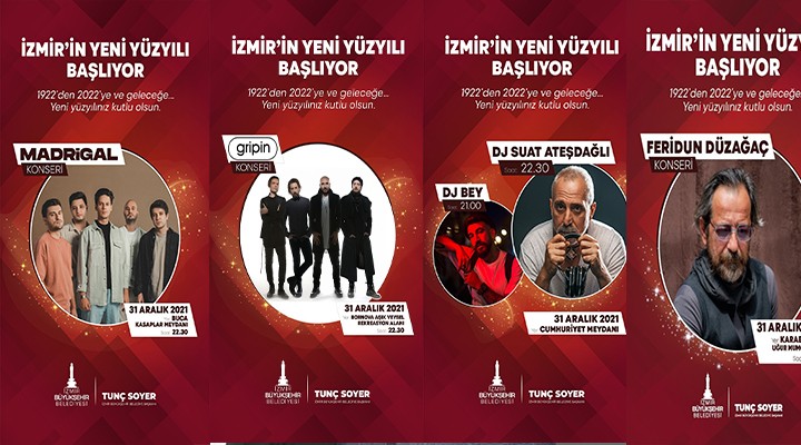 İzmir de yılbaşı gecesi dört ilçede konser