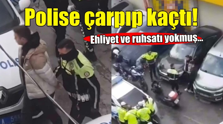 Motosikletiyle polise çarpıp kaçtı!