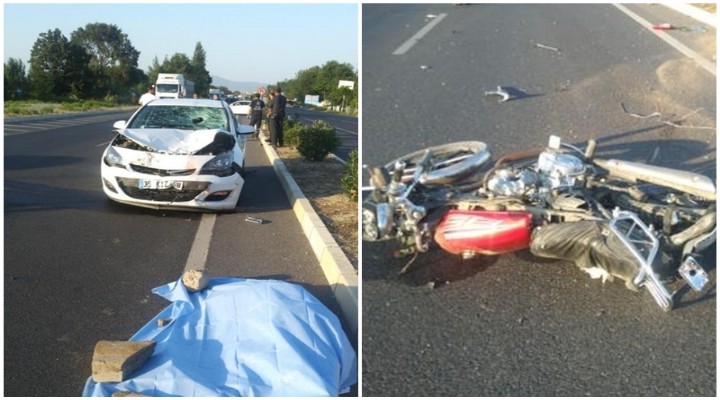 Otomobille çarpışan motosiklet sürücüsü öldü!