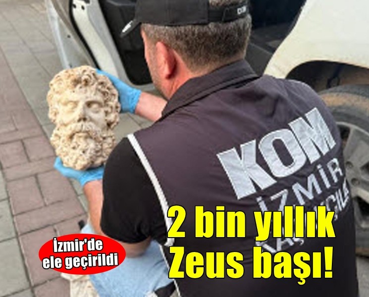 İzmir'de 2 bin yıllık Zeus heykel başı ele geçirildi