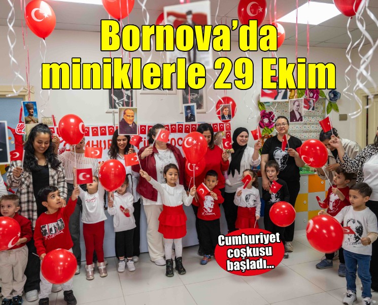 Bornova'da Cumhuriyet Bayramı coşkusu çocuklarla başladı