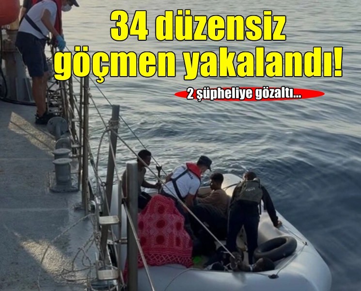 İzmir açıklarında 34 düzensiz göçmen yakalandı