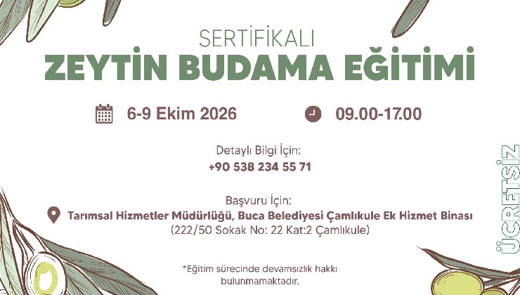 Buca Belediyesi’nden ücretsiz sertifikalı zeytin budama eğitimi