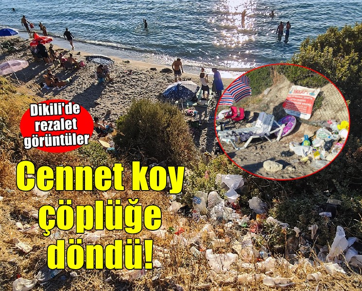 Dikili'de rezalet görüntüler... Cennet koy çöplüğe döndü!