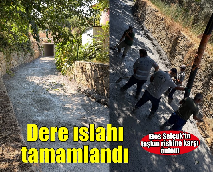 Şirince’de dere yatağı ıslah çalışması tamamlandı