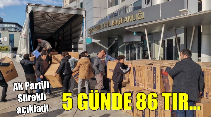 AK Partili Sürekli açıkladı: 5 günde 86 TIR lık yardım