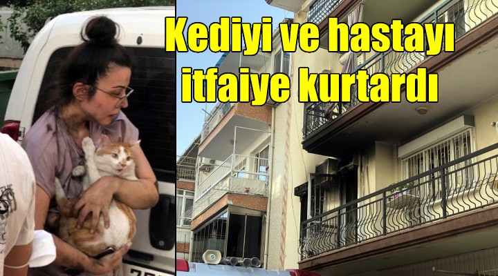 Alevler arasında kalan yatalak hasta ile kediyi itfaiye kurtardı