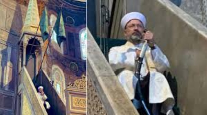 Ali Erbaş, Ayasofya daki hutbeye elinde kılıçla çıktı