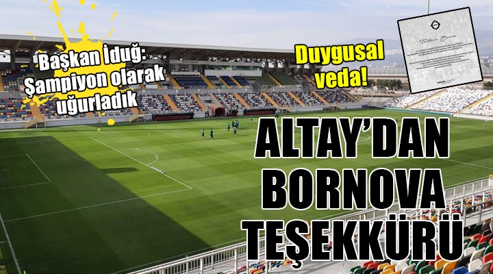 Altay dan Bornova teşekkürü!