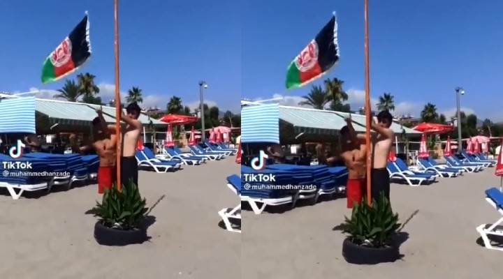 Antalya da göndere Afganistan bayrağı çektiler!
