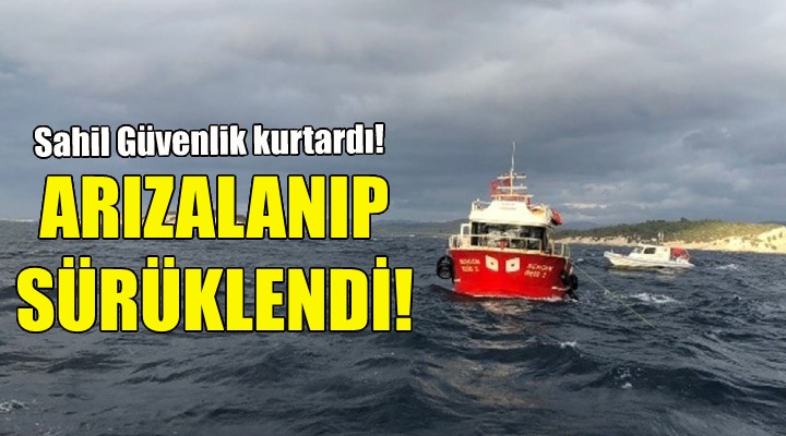 Arızalanan tekne sürüklendi!