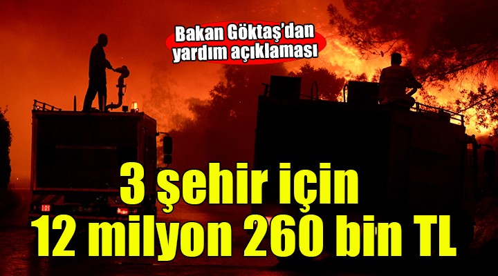 Bakan Göktaş tan yardım açıklaması... 3 şehir için 12 milyon 260 bin TL!