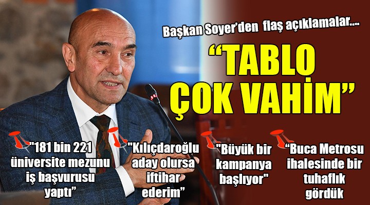 Başkan Soyer den çarpıcı açıklamalar: TABLO ÇOK VAHİM