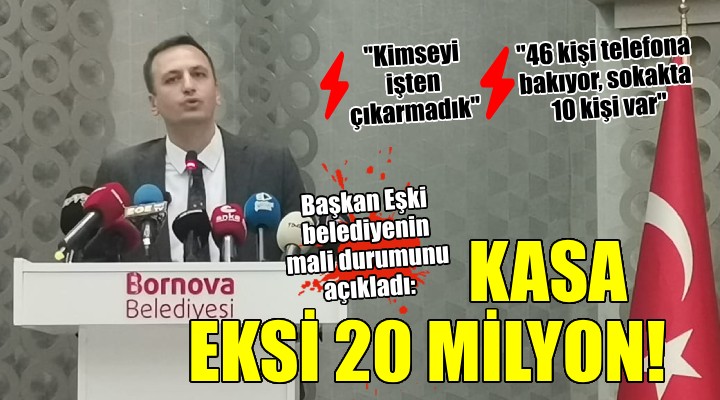 Bornova da Başkan Eşki mali durumu açıkladı... KASA EKSİ 20 MİLYON!