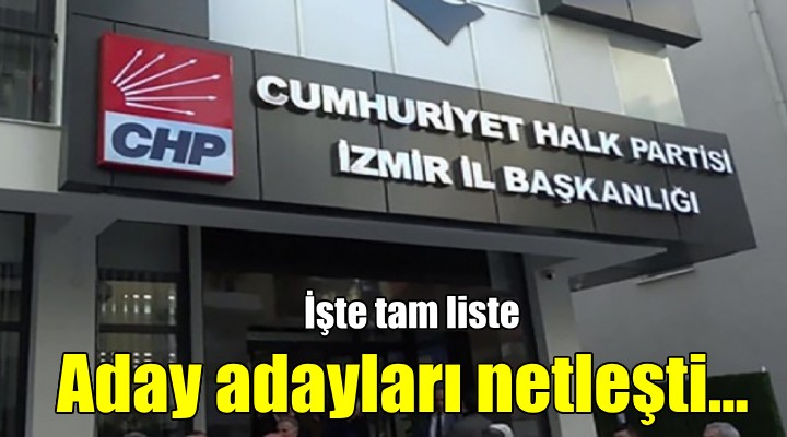 CHP İzmir de aday adayları netleşti... İşte tam liste!