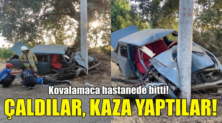 Çaldıkları otomobille kaza yaptılar!