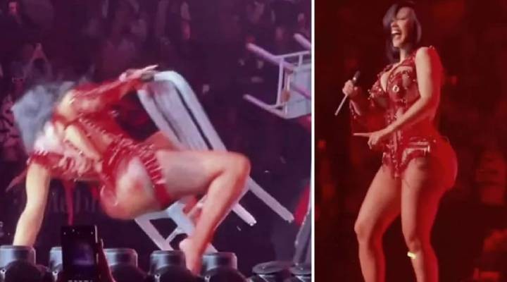 Cardi B sahnede düştü, esprisi olay oldu
