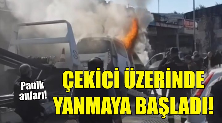 Çekici üzerinde yanmaya başladı!