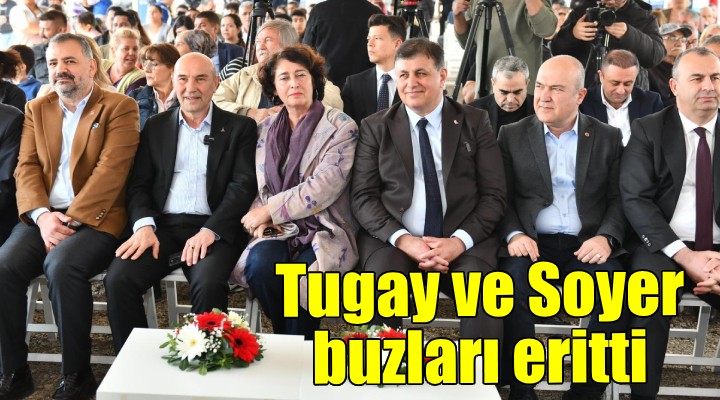 Cemil Tugay ve Tunç Soyer, Örnekköy deki temel atma töreninde bir araya geldi...