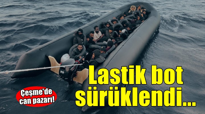 Çeşme de sürüklenen bottaki 3 ü çocuk 34 kaçak göçmen kurtarıldı