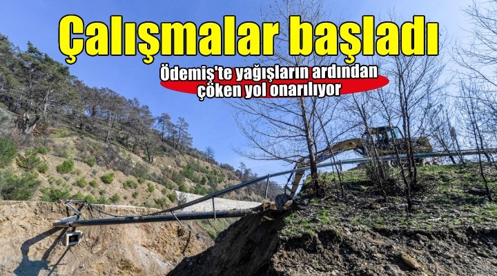 Çöken yolda çalışmalar başladı