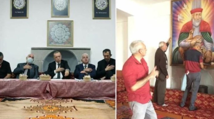 Erdoğan ın ziyareti nedeniyle indirilen resimler cemevine yeniden asıldı!