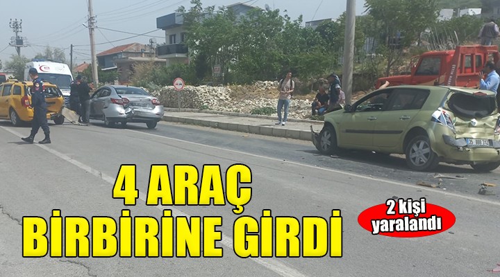 Foça da 4 araç birbirine girdi: 2 yaralı