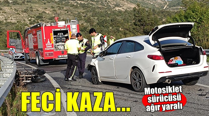 Foça da feci kaza... Motosiklet sürücüsü ağır yaralı!