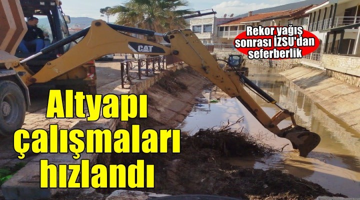 Foça’da rekor yağış sonrası dere temizliği ve alt yapı çalışmaları hız kazandı