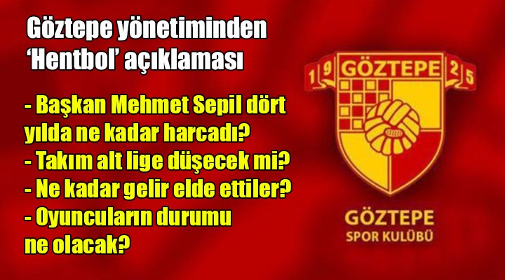 Göztepe den  hentbol  açıklaması