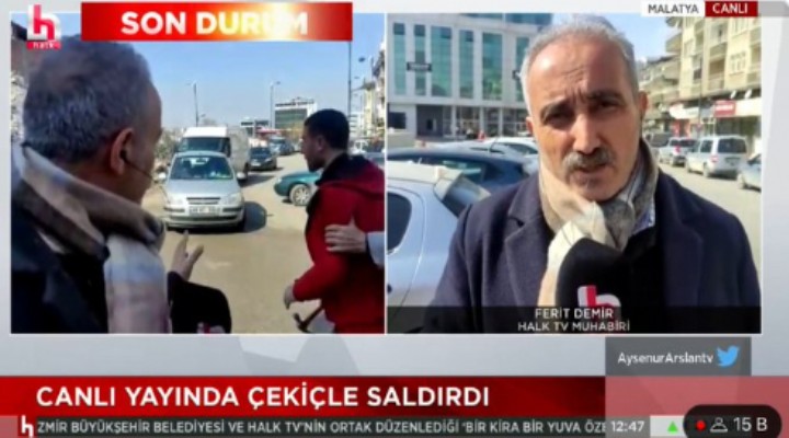 Halk Tv ekibine canlı yayında çekiçli saldırı!