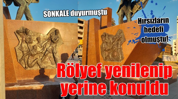 Hırsızların hedefi olmuştu... İlk Kurşun Anıtı nın rölyefi yenilendi!