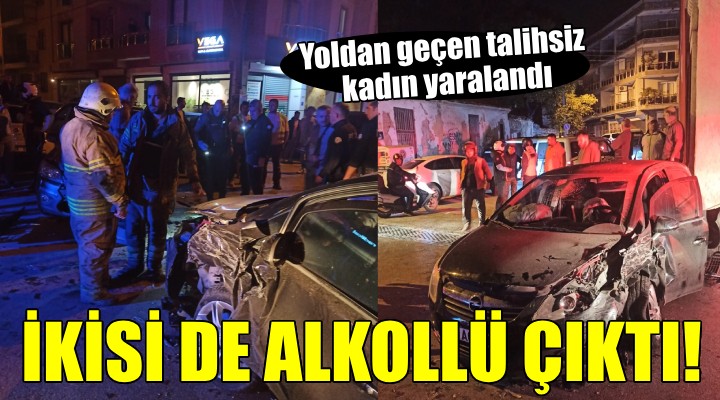 İki otomobilin karıştığı kazada yoldan geçen kadın yaralandı, sürücüler alkollü çıktı!