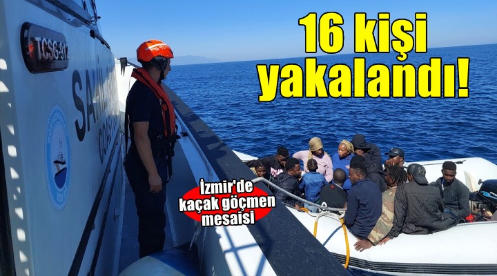 İzmir açıklarında 16 düzensiz göçmen yakalandı
