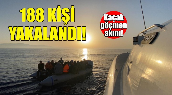 İzmir açıklarında 188 kaçak göçmen yakalandı!