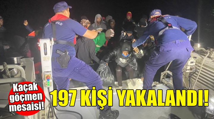 İzmir açıklarında 197 kaçak göçmen yakalandı!