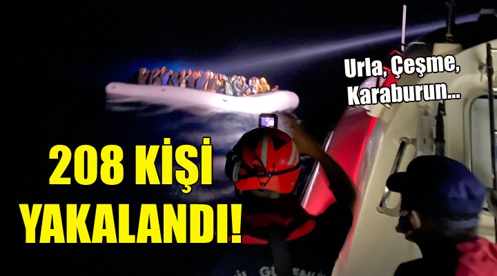 İzmir açıklarında 208 kaçak göçmen yakalandı!