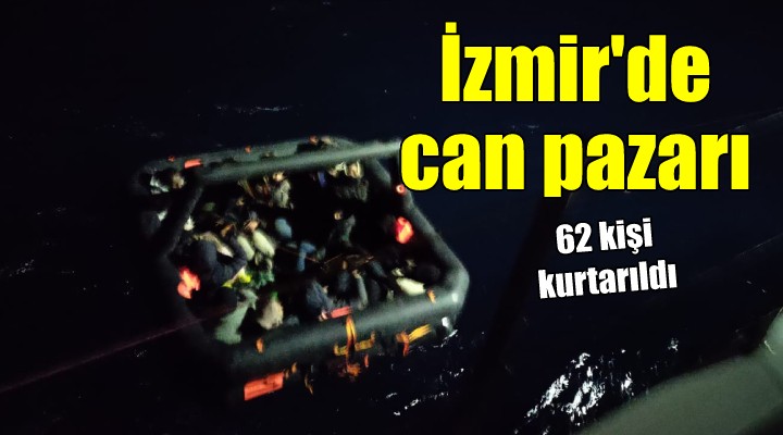 İzmir açıklarında 62 kaçak göçmen kurtarıldı