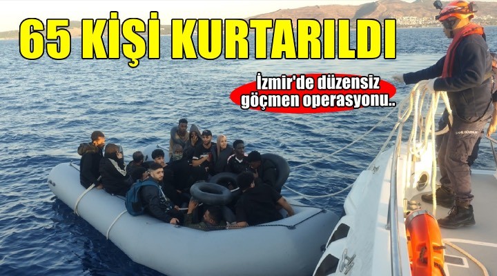 İzmir açıklarında 65 düzensiz göçmen yakalandı