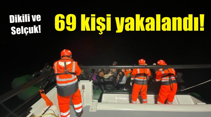 İzmir açıklarında 69 kaçak göçmen yakalandı!