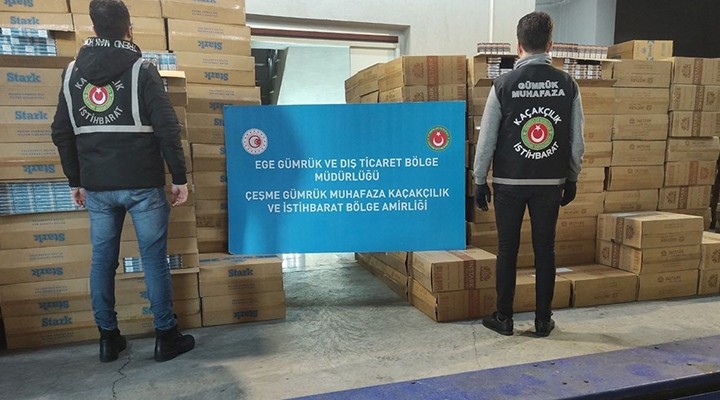 İzmir de 1 milyon paket kaçak sigara ele geçirildi