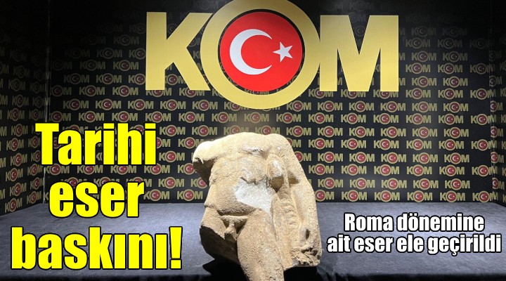 İzmir de, Roma dönemine ait heykel ele geçirildi