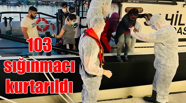 İzmir de Türk kara sularına geri itilen 103 sığınmacı kurtarıldı