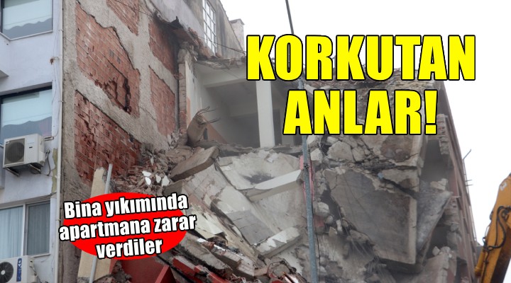 İzmir de bina yıkımında bitişikteki apartman zarar gördü!